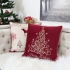 TopComfy Support Pillow Happy Holidays Embroidered Velvet Throw Pillow for Christmas Decor, Red, 17"*17"*10" - 2 of 4