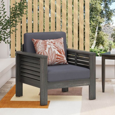BEAFUP Modern Outdoor Acacia Wood Club Chairs with Comfortable Foam Cushions, Perfect for Patio, Garden, or Balcony