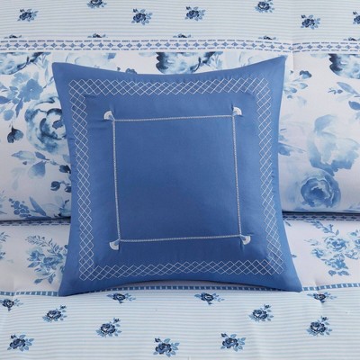 Intelligent Design Twin/Twin XL Lena Floral Striped Comforter Set Blue: Hypoallergenic Dorm Bedding, OEKO-TEX Certified — фото 8