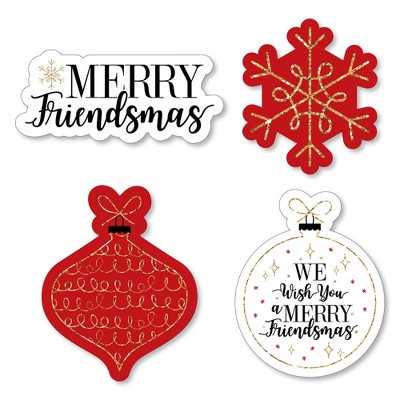 Big Dot of Happiness Red and Gold Friendsmas - Shaped Friends Christmas Party Cut-Outs - 24 Count