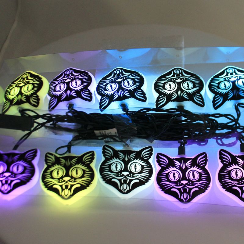 Kurt S. Adler 2.5 Inch Black Cat Mask Led Light Set Indoor Outdoor Electric Novelty Sculpture Lights, 5 of 6