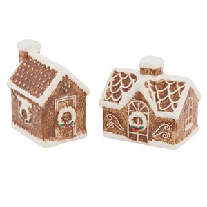 Gibson Ceramic Gingerbread House Salt and Pepper Shaker Set in Brown - 1 of 4