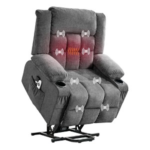 GustoWave Large Power Lift Recliner Chair for Adult w/Heat and Massage, Oversized Fabric Recliner for Living Room with Infinite Position - 1 of 4