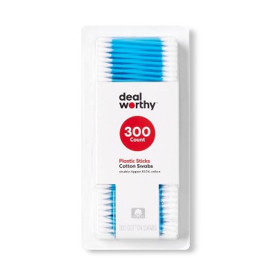 Cotton Swabs Plastic Stick - 300ct - Dealworthy&#8482;