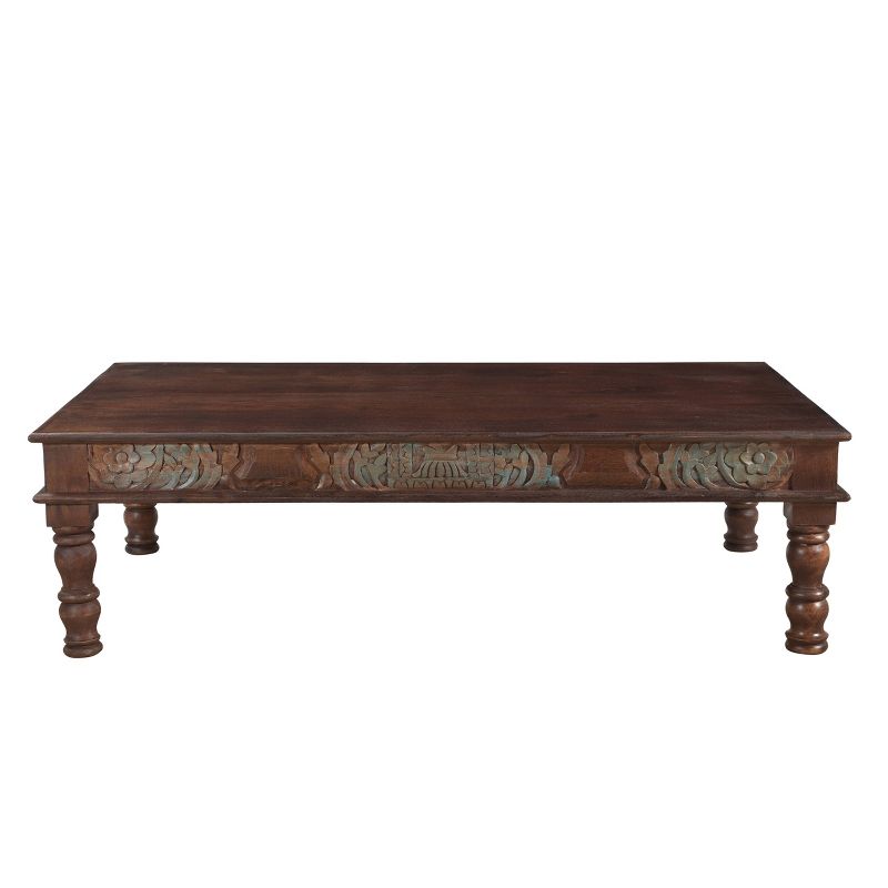 Carved Panel Reclaimed Wood Coffee Table Brown - Timbergirl, 3 of 5