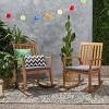 Montrose 2pk Acacia Wood Patio Rocking Chair Teak - Christopher Knight Home: Weather-Resistant, Polyester Cushion - image 2 of 4