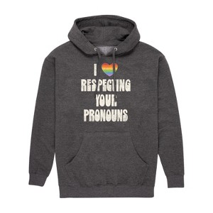 Men's - Instant Message - I Love Respecting Your Pronouns Graphic Fleece Pullover Hoodie - 1 of 4