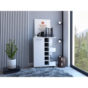 Depot E-Shop Bar Cart, Four Casters, Single Door Cabinet, Two External Shelves - 1 of 4