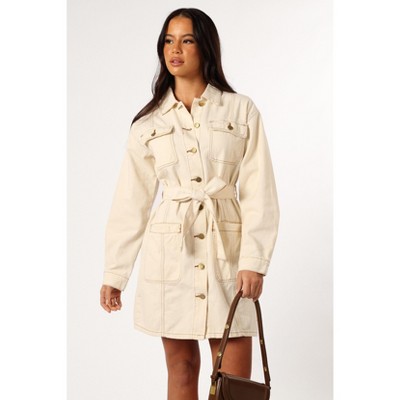 Petal and Pup Otto Long Sleeve Mini Denim Dress - Sand 8