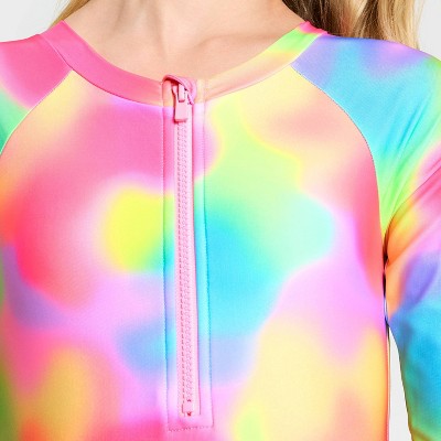 Детские купальники Cat & Jack Girls' Long Sleeve Color Splash One Piece Swimsuit - Cat & Jack™ M — фото 3