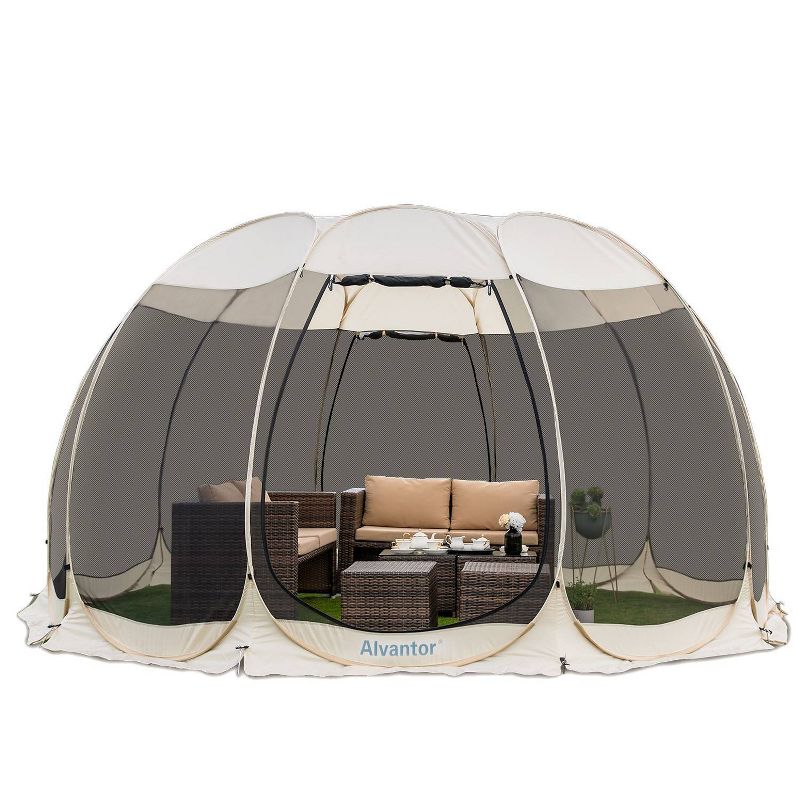 Alvantor Outdoor Pop Up Portable Gazebo Tent with Mesh Netting Screened Shelter Beige, 1 of 15