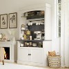 Acekool Coffee Bar Cabinet, Tall Farmhouse Buffet with Glass Shelf, Storage Hutch, Wine Rack, Adjustable Lighting, Antique White & Oak, 72"x42" - 3 of 4