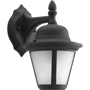 Progress Lighting Westport 1-Light Small Wall Lantern in Textured Black with Beaded Detailing and Seeded Glass Shade - 1 of 2