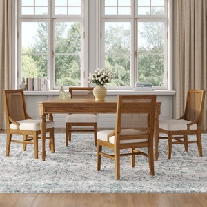 Christopher Knight Home Briar Upholstered Dining Chair with Cane Back and Rubber Wood Legs (Set of 4) - 1 of 4