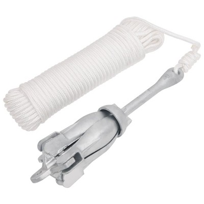 VidaXL Folding Anchor with Rope Silver 8.8 lb Malleable Iron