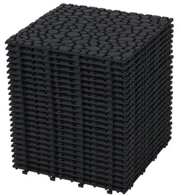 Dolonm 12"x12" Black Interlocking Deck Tiles – Plastic, Waterproof & Anti-Slip for Patio, Balcony, Shower