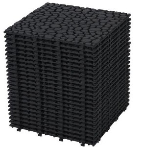 Dolonm 12"x12" Black Interlocking Deck Tiles – Plastic, Waterproof & Anti-Slip for Patio, Balcony, Shower - 1 of 4