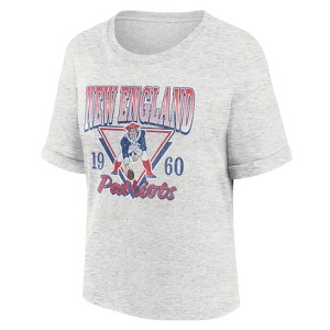 NFL New England Patriots Women's Oatmeal Heather Rolled Sleeve T-Shirt - 1 of 3