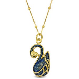 EVERLY JEWELRY | Yellow Plated Silver Enamel Swan Necklace – Multiple color Enamel - 1 of 4