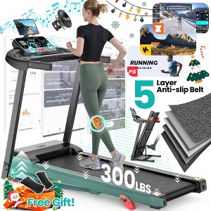 300 lbs Portable Folding Treadmill, 2.75 HP Foldable Compact Treadmill for Home Office, Walking Running Treadmill with LED Display for Exercise - 1 of 4