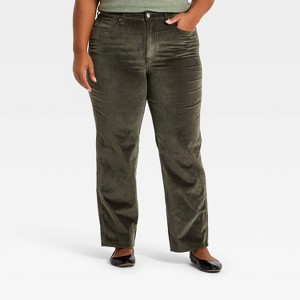 Women's Everyday Highest-Rise Straight Velvet Pants - Universal Thread™ - 1 of 3