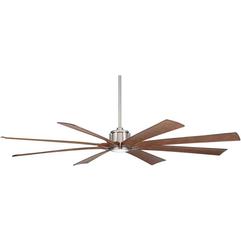 80" Possini Euro Design Defender Modern Indoor Outdoor Ceiling Fan with Dimmable LED Light Remote Brushed Nickel Koa Damp Rated for Patio Exterior, 5 of 10