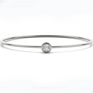 Pompeii3 3/8ct Bezel Solitaire Round Brilliant Cut Bangle Bracelet 14k White Gold - 1 of 2