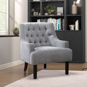CAVINAS Polyester Accent Chair with Tufted Backrest and Wood Legs,Modern Upholstered Living Room Chairs,Reading Chairs for Living Room - 1 of 4