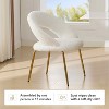 MAYEERTY Velvet Dining Chair, Curved Backrest Golden Metal Legs, Kitchen Dining Room, White - 3 of 4