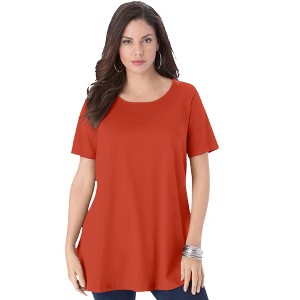 Roaman's Women's Plus Size Ultimate Swing Tee With Keyhole Back - 1 of 4