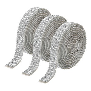 Unique Bargains Self-Adhesive DIY Crafts Decorations Crystal Rhinestone Diamond Ribbon 3 Rolls - 1 of 4