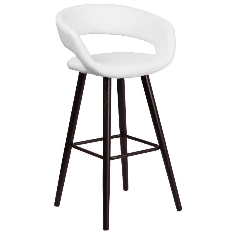 Emma and Oliver 29"H Wood Rounded Open Back Barstool, 1 of 11
