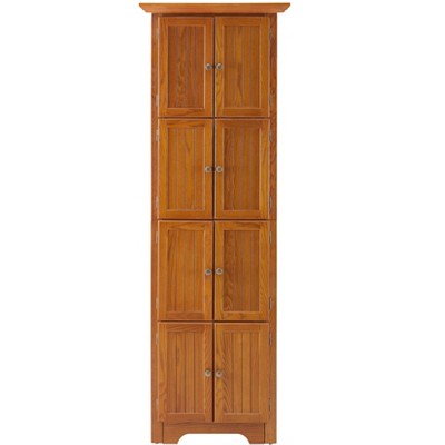 Vynxaria Decorative Storage Cabinet with 8 Doors and Adjustable Shelves - Oak/Cherry