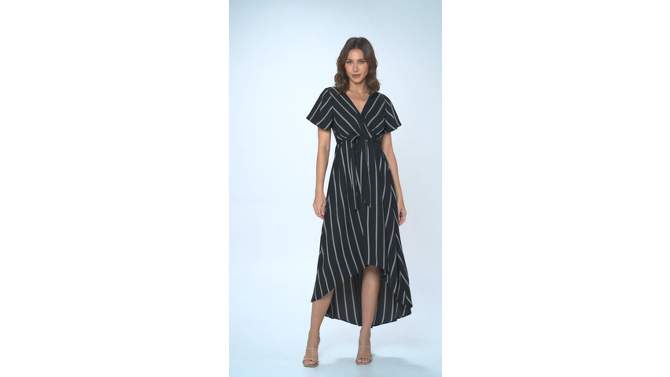 WEST K Women's Woven Georgia Faux-Wrap Dress with High-Low Hem and Tie Waist, 2 of 7, play video