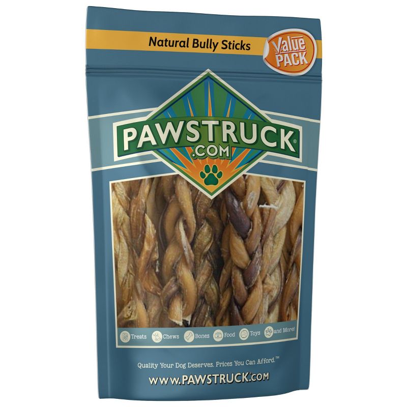 Pawstruck Bulk Braided Bully Sticks for Dogs - Natural Bulk Dog Dental Treats & Healthy Chews, Chemical Free, Best Low Odor Pizzle Stix, 1 of 5
