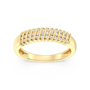 GILDED 14KT Gold Plated & 925 Sterling Silver Statement Band Ring for Women, Lab Grown Diamond, 1/4 & 1/2 Carat Diamonds, Size 7 - 1 of 4