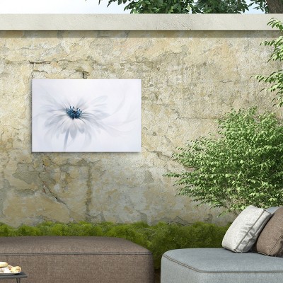 Serenity White and Blue Flower Outdoor Canvas Wall Art