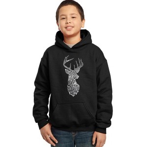 LA Pop Art Boy's Word Art Hooded Sweatshirt - Types of Deer - 1 of 4