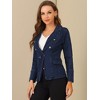 Allegra K Women's Regular Fit Casual Lapel Long Sleeve Denim Pockets Blazer - 3 of 4