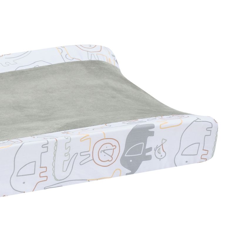 Lambs & Ivy Jungle Story Soft Minky Velour Safari Changing Pad Cover- White/Gray, 2 of 5