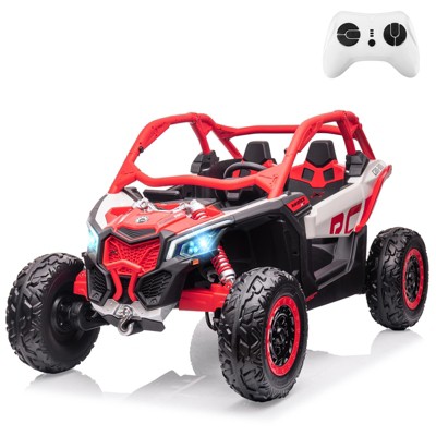 2 Seater Ride on UTV Car, Licensed Can-Am Electric Off-Road Car, 4WD Kids Truck w/Remote Control, 2 * 24V 7AH Batteries,4 * 200W Motor, 23" Large Seat