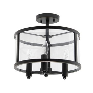 3-Light 13" Industrial Farmhouse Glass/Metallic Accented Semi-flushmount Ceiling Light - Lalia Home - 1 of 4