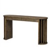 TIRAMISUBEST 59-inch Long Console Table, Oak Veneer Side Sofa Table, Curved Design Farmhouse Entryway Table w/ 2 Drawers - 4 of 4