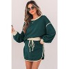 Color Contrast Loose Pullover and Lace-up Waist Skort Set - 3 of 3