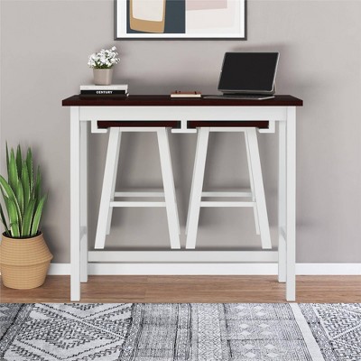 White Acacia Wood 3-Piece Counter Height Pub Dining Set