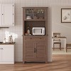 Multi-Functional ¨C Elegant Pantry Coffee Bar Cabinet for Tall Kitchen Storage with Adjustable Shelves, Glass Doors & Drawer ¨C Ideal for Dining Room - 3 of 4