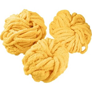 iDIY Chunky Yarn 3 Pack (24 Yards Each Skein) - Bright Yellow - Fluffy Chenille Yarn Perfect for Soft Throw and Baby Blankets, Arm Knitting - 1 of 3