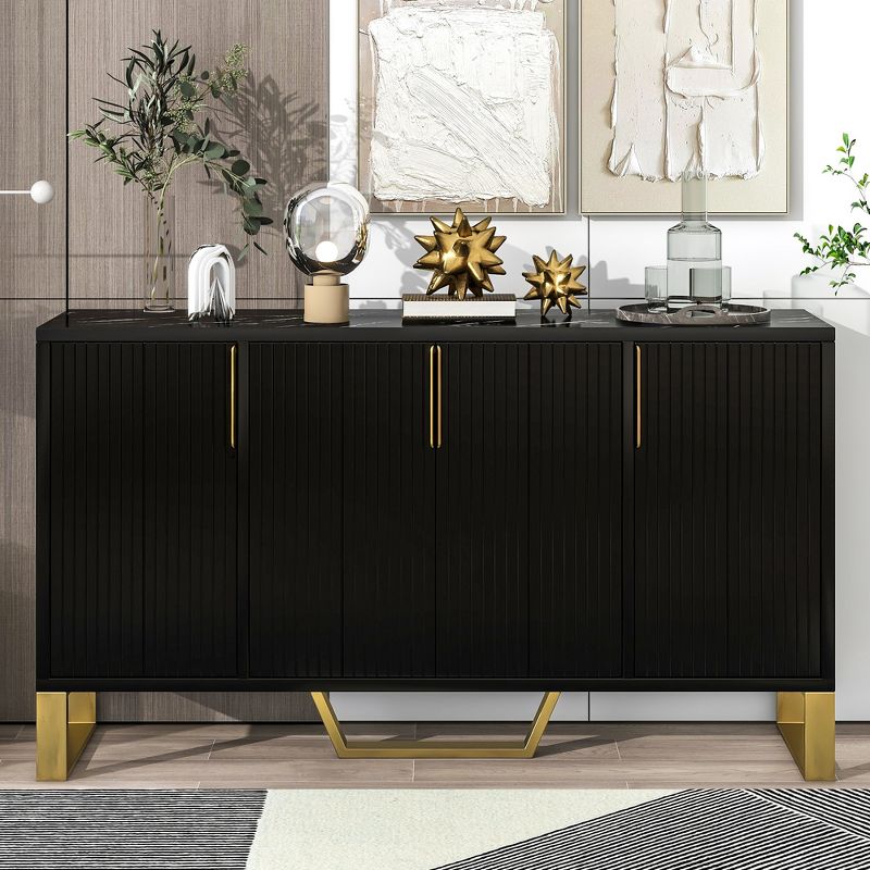Modern Buffet Sideboard Cabinet with Metal handles & Legs and Adjustable Shelves-ModernLuxe, 2 of 11