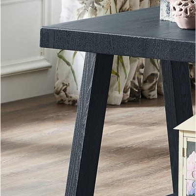 Contemporary Black Wood 2-Tier End Table with Storage Shelf