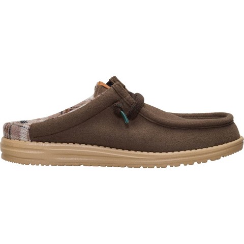 HEYDUDE Wally Slip Cozy Plaid , Brown, 14